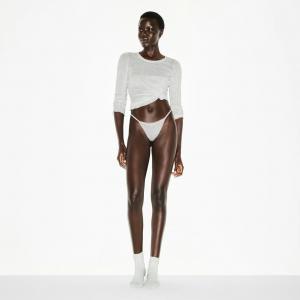 Трусы-стринги Skims Lightweight Cotton Pointelle Lace,  светло-серый