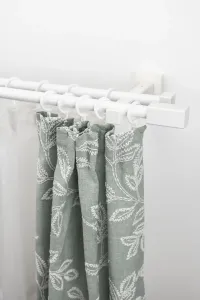 Карниз для штор GARESA "CUBUS", 2 направляющие, желаемая длина, комплект для штор, выдвижной, кнопка с квадратным концом, с кольцами 210 см, белый