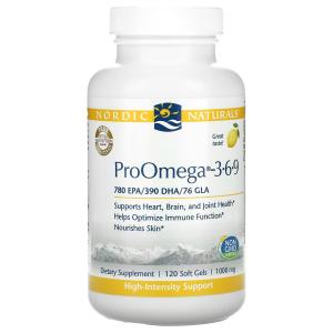 Nordic Naturals, ProOmega 3-6-9, омега-3-6-9 жирные кислоты, со вкусом лимона, 1000 мг, 120 капсул