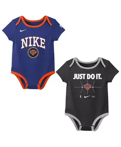 Боди для мальчиков и девочек New York Knicks Just Do It, синий/черный, комплект из 2 штук Nike