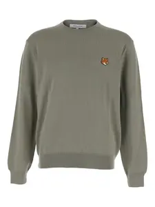 Свитер Fox-Head из мериносовой шерсти Maison Kitsuné, зеленый