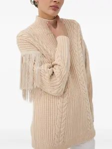 Свитер с бахромой из косичек Bruuns Bazaar, нейтральный