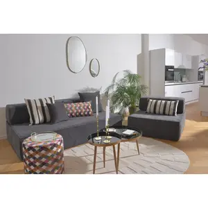 Декоративная подушка Лотте для дивана, с наполнителем, 60x60 см, однотонный букле, оливковый, декоративная подушка H.O.C.K., Anthrazit, dunkelgrau + unifarben