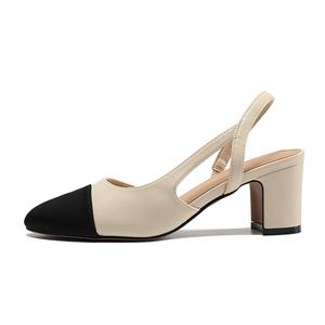 Туфли на высоком каблуке 6 см, женские ZHR, Beige Black