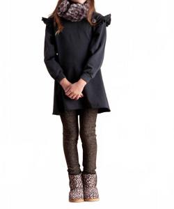 Плюшевое платье с рюшами в черном цвете Tocoto Vintage