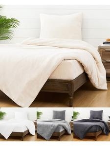 Комплект постельного белья из флиса Тедди, 2 предмета, 155x220 см, однотонный, кремовый JACK, 155x220 см