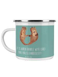 Эмалированная кружка на 20-ю годовщину свадьбы, фарфоровая свадьба... с морским бризом Mr. & Mrs. Panda