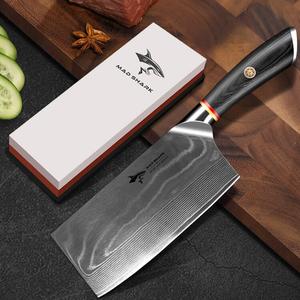 Mad Shark Немецкий кухонный нож из дамасской стали для дома, профессиональный поварской нож для нарезки мяса с точильным камнем