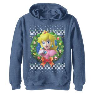 Детская толстовка с принтом Nintendo Super Mario 3D Peach Christmas Wreath Licensed Character