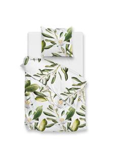 Постельное белье Renforcé - Рагуза, листья, цветы белого цвета Zo!Home, 155 x 220 + 80 x 80 см