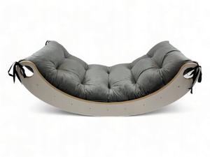 Деревянная качалка Монтессори для малыша + велюровая подушка, серый Gugi