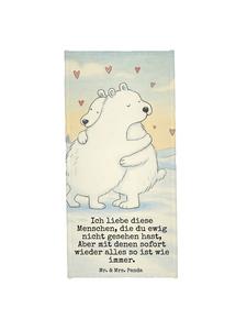 Mr. & Mrs. Panda Пляжное полотенце с рисунком «Объятия белого медведя» и надписью белого цвета
