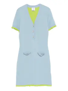 Мини-платье с отделкой жемчугом CASABLANCA, синий