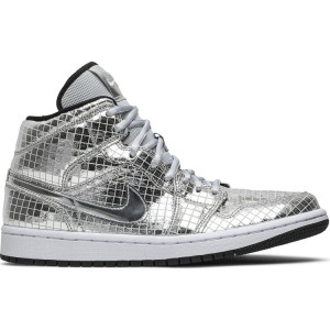 Кроссовки Wmns Air Jordan 1 Mid Disco Ball, серебряный