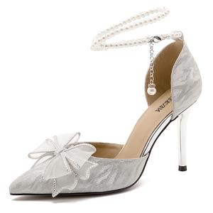 Женские туфли на тонком каблуке, серебристые WECKER, Silver 8Cm