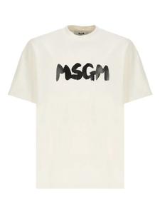 Футболка с логотипом Brushstroke.-print MSGM, нейтральный