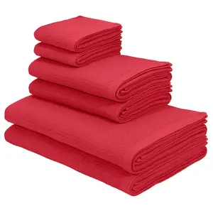 Набор полотенец KangaROOS Cassidy, полотенце премиум качества, 500 г/м², вафельная текстура Душевые полотенца, банные полотенца, гостевые полотенца, 100% хлопок Kangaroos, красный