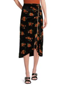 Юбка миди А-силуэта с цветочным принтом Sonia Rykiel, цвет Black Orange