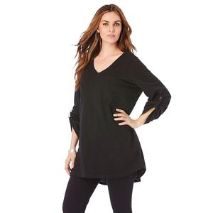 Женская текстурированная туника бойфренда больших размеров Roaman's, черный