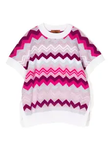 Трикотажный топ с узором зигзаг Missoni Kids, розовый