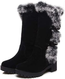 Женские зимние снегоступы ZBYY с плюшевой подкладкой, теплые ботинки до щиколотки, удобные зимние ботинки, водонепроницаемые уличные ботильоны до середины икры, 10.5 Black