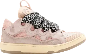 Кроссовки Lanvin Curb Leather and Glitter Sneakers Pale Pink, розовый