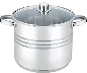 Кастрюля из нержавеющей стали объемом 11 л, диаметром 26 см, с крышкой, подходит для супов, гуляша, а также как универсальная кастрюля для индукционной плиты. cheffinger