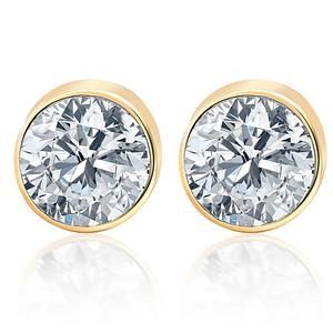 Серьги-гвоздики с натуральными бриллиантами круглой огранки 0,25 карата в 14-каратном золоте с круглой оправой Pompeii3, желтый