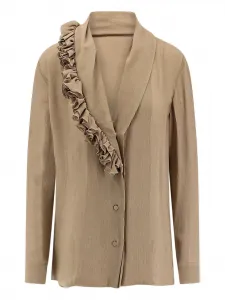 Блузка с оборками Alberta Ferretti, нейтральный