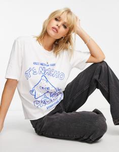 Белая футболка оверсайз с рисунком ASOS DESIGN