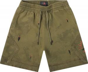 Шорты Cactus Jack by Travis Scott x Air Jordan Washed Suede Shorts 'Medium Olive', зеленый