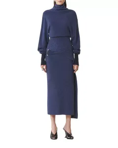 Платье миди из шерсти и кашемира Lanvin, синий