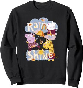 Толстовка с надписью «Свинка Пеппа: Веселимся с друзьями в любую погоду», черная Peppa Pig
