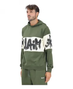 Зеленая толстовка с капюшоном, создающая эффект мазков кисти. Disclaimer, зеленый