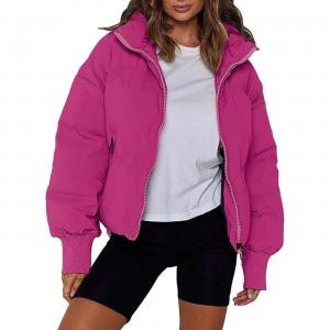 Куртка Amebelle Women Winter Thermal Baggy Stand Collar Full Zip Puffer Down, розовый