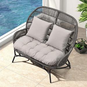 Двухместный садовый диван из плетеного ротанга с алюминиевым каркасом и мягкими подушками