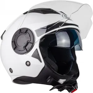 Шлем для скутера Alfa 2.0 Jet Demi-Jet от Camamoto, цвет Nardo Grey Glossy, двойной визор, одобрен ECE R22-06, размер XS (53-54 см) one, Glossy white