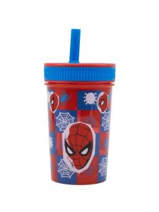 Силиконовый стаканчик с сетчатой подкладкой и трубочкой, 420 мл MARVEL Spider-Man