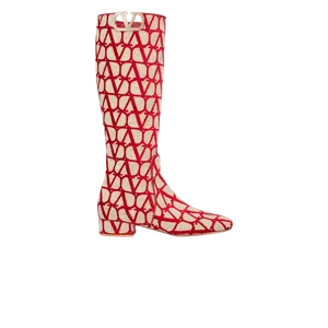 Ботинки Valentino Valentino Wmns V Logo Toile Iconographe Boot 'Beige Red', кремовый