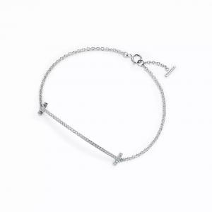 Браслет Tiffany & Co. T Smile, белое золото/бриллианты