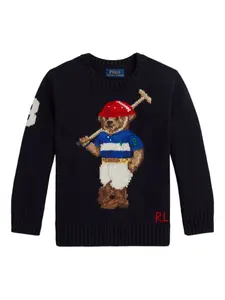 Свитер Polo Bear вязки интарсия Polo Ralph Lauren Kids, синий