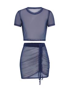 Рубашка с короткими рукавами темно-синего цвета LSCN BY LASCANA