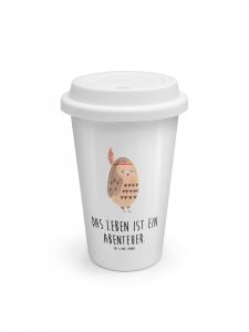 Mr. & Mrs. Panda Кружка для кофе ToGo с украшением в виде совиных перьев и надписью белого цвета