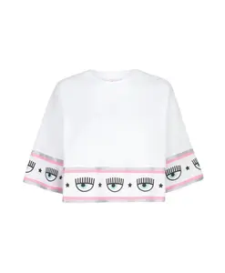 Укороченная футболка Maxi Logomania Chiara Ferragni Collection, белый
