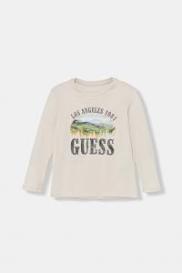 Детская хлопковая кофта с длинным рукавом Guess, бежевый