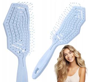 Экологическая массажная щетка для распутывания волос Blackomb Eco, синяя Ponik'S