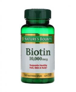 Биотин, 10 000 мкг, 120 мягких капсул с быстрым высвобождением, Nature's Bounty