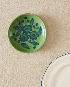 Тарелка Zara Home Floral Stoneware Side, зеленый