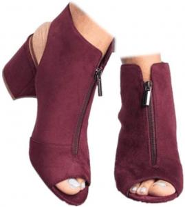 Женские босоножки ZBYY с открытым носком, модные босоножки с вырезами, боковой ремешок, молния, массивный каблук, без задника, на щиколотке, 10.5 Red