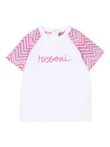Футболка с короткими рукавами и вышитым логотипом Missoni Kids, белый
